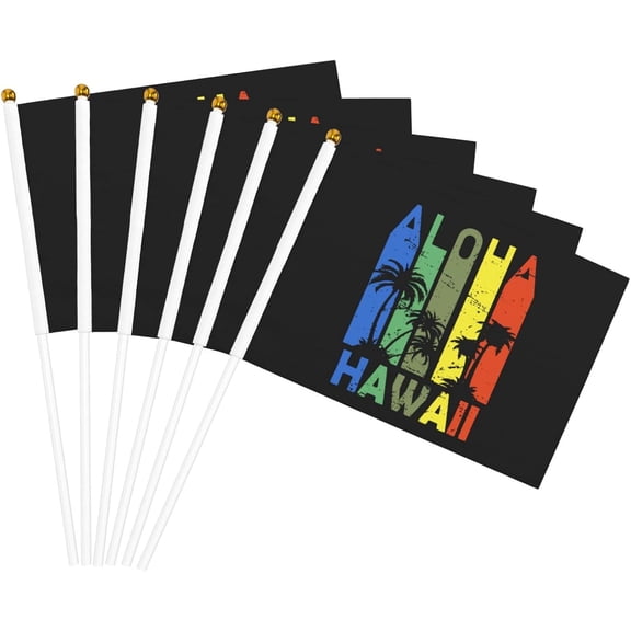 Retro Aloha Hawaii Flag 5x8 In Outdoor Decoration Handheld Stick Flags Six Piece