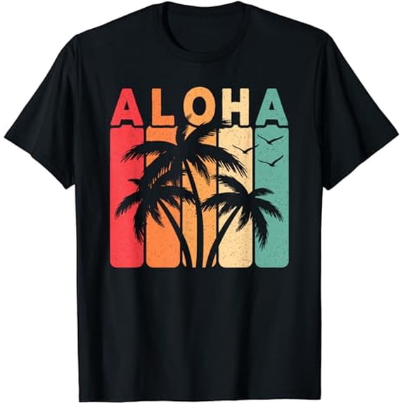 Retro Aloha Hawaii Tropical Summer Palm Tree Hawaiian T-Shirt