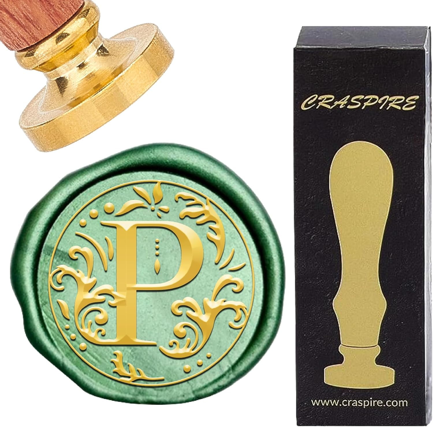 CRASPIRE Letter P Brass Wax Seal Stamp - Vintage Alphabet Initial For Envelopes, Invitations & Wedding Decor