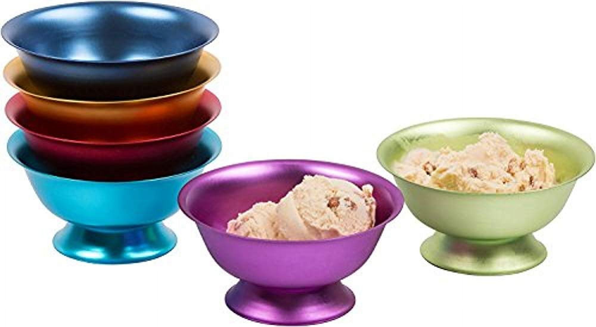 Retro Multi-Colored Aluminum Ice Cream Dessert Bowls Set of 6
