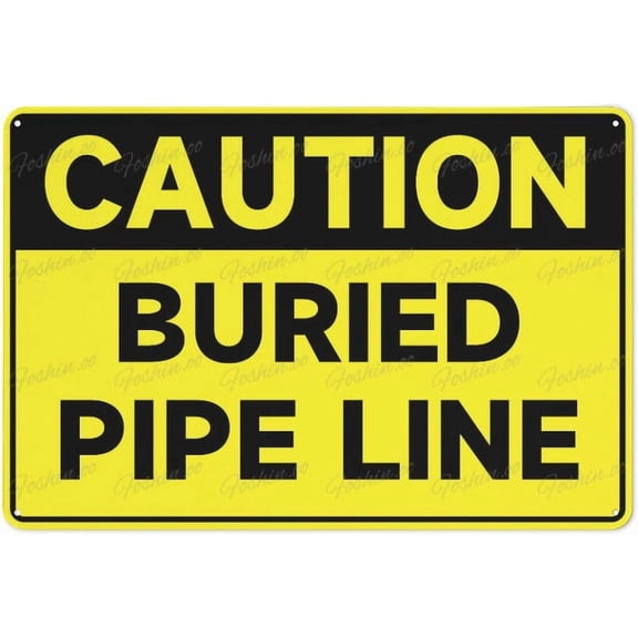Retro Aluminum Sign Caution Buried Pipe Line 8"x12", Aluminum Indoor Outdoor Safety Warning Sign, Durable Decor for Home Business Property Underground Area