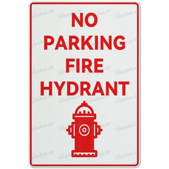 Retro Aluminum Sign No Parking Fire Hydrant Aluminum Sign Fade Resistant Easy Mounting Indoor/Outdoor Use Sign 12X8 Inch