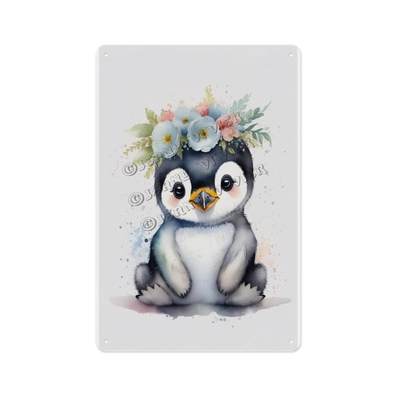 Retro Aluminum Sign - Penguin - 12 x 16 Inches - Unique Metal Sign for Kitchen Perfect for Cooking Enthusiasts