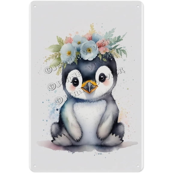 Retro Aluminum Sign - Penguin - 12 x 16 Inches - Unique Metal Sign for Kitchen Perfect for Cooking Enthusiasts