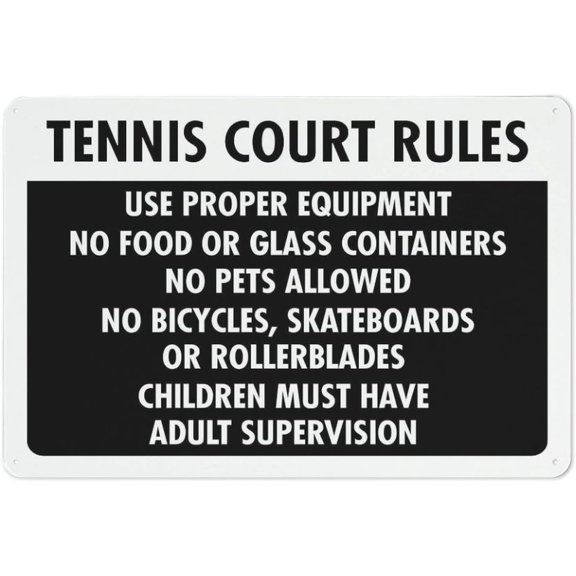 Retro Aluminum Sign Tennis Court Rules 2 12"X8" Aluminum Warning Signs For Property Business Yard House Office