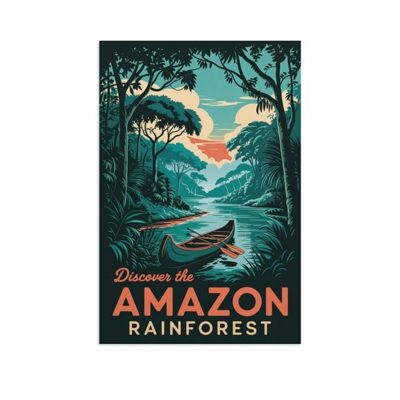Retro Amazon Rainforest Poster Vintage Brazil Tourism Art for Nature Lovers Canvas Poster