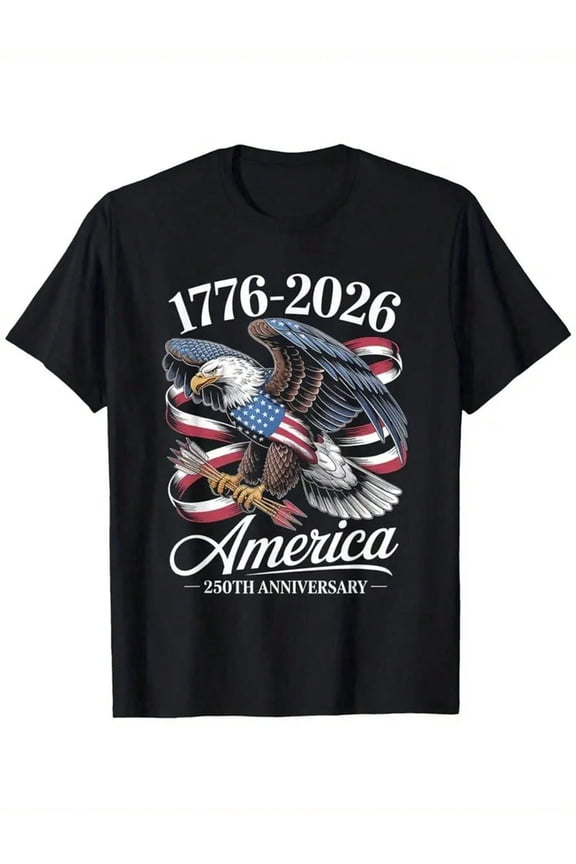 Retro America 250th Anniversary 1776-2026 Patriotic Bald Eagle Graphic T-Shirt Vintage USA Flag Men Women Unisex Short Sleeve Tee