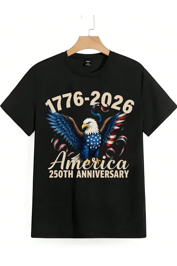 Retro America 250th Anniversary T-Shirt 1776-2026 Patriotic Bald Eagle Graphic Tee Vintage USA Pride Unisex Short Sleeve Top