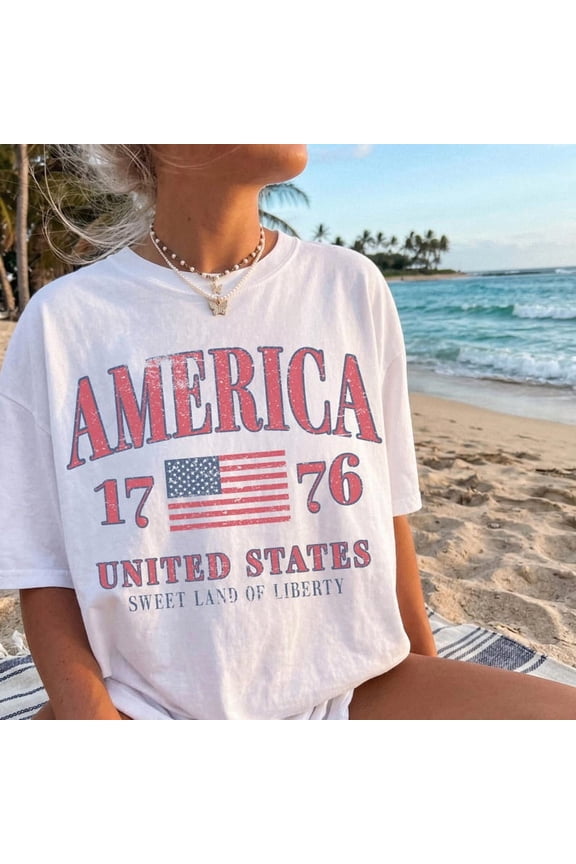 Retro America 4th Of July Shirt Preppy Fourth of July Tshirt, Aesthetic Patriotic Shirt