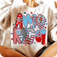 thumbnail image 1 of Retro America Coquette Sweatshirt, Checkered 4th of July Crewneck, Patriotic Memorial Day Pullover for Women, 1 of 5