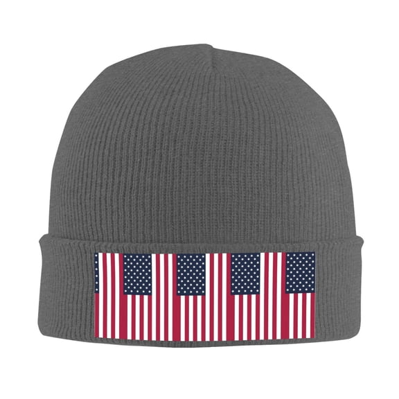 Retro-America-Flag Beanie Hat Men Women Warm Printed Cap Knit Beanies Hats Outdoor Winter Deep Heather