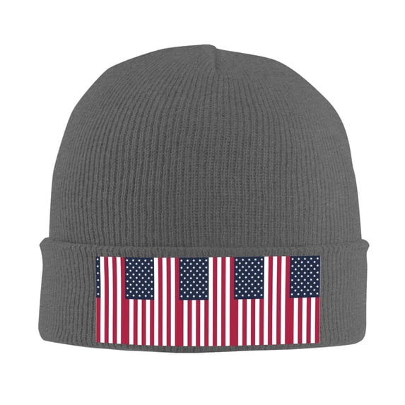 Retro-America-Flag Beanie Hat Men Women Warm Printed Cap Knit Beanies Hats Outdoor Winter Deep Heather