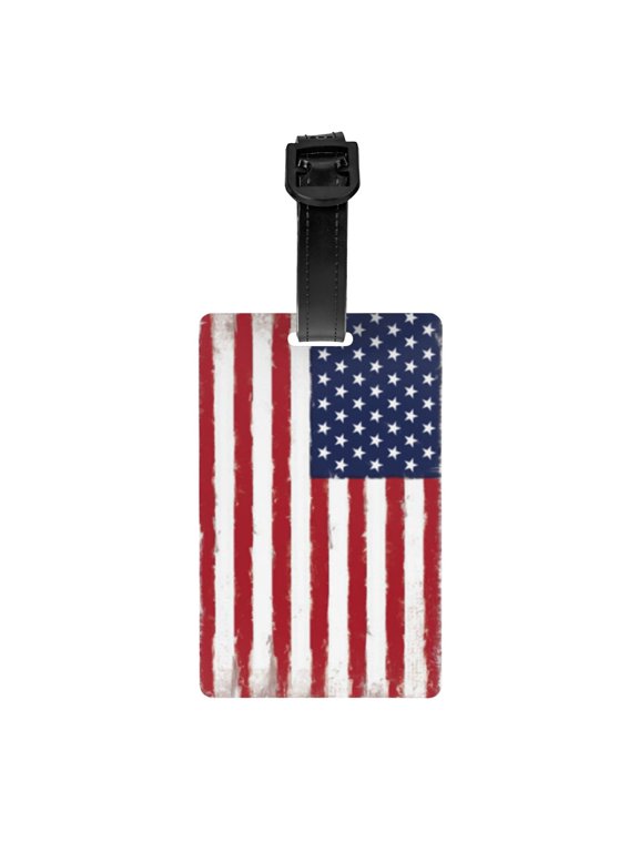 Retro-America-Flag Luggage Identifier Name Tag For Backpacks Suitcases Bags Baggage