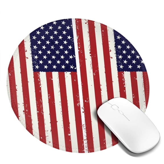 Retro America Flag Small Round MousePad for Wireless Computer Laptop, Office Desk Accessories 7.9 x 7.9 inch