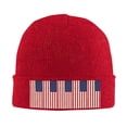 thumbnail image 1 of Retro America Flag Winter Beanie Hats for Men Women Warm Cozy Knitted Cuffed Skull Cap Red, 1 of 4