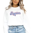 thumbnail image 1 of Retro America Sweatshirt for Women, Teens & Girls Red White and Blue Patriotic Sweater White Sweatshirt Adult Large, 1 of 4