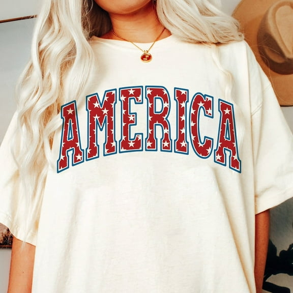 Retro America Varsity T-Shirt – Distressed College Style Patriotic Tee for 4th of July Celebrations