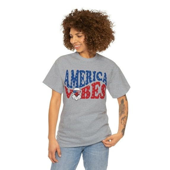 Retro America Vibes Bald Eagle T-shirt 4th of July Unisex Graphic Tee Sport Grey 5XL