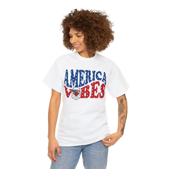 Retro America Vibes Bald Eagle T-shirt 4th of July Unisex Graphic Tee White XL