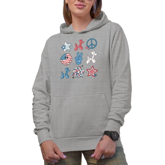 Retro American 4th of July Art Merch Gift, Heather Grey Hooded Sweatshirt or Hoodie, 3XL