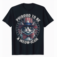 thumbnail image 1 of Retro American Cat 4th of July Celebration T-Shirt Vintage Kitty Lover Tee, 1 of 5