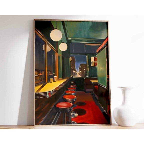 Retro American Diner Art Print 70s Kitchen Decor