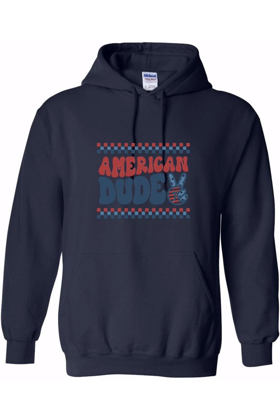 Retro American Dude Peace Sign Patriotic 4th Of July Graphic Hoodie, for men & women, up to size 5XL