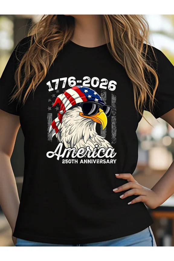 Retro American Eagle 250th Anniversary T-Shirt 1776-2026 USA Pride Patriotic Graphic Tee Vintage United States Semiquincentennial Celebration Apparel