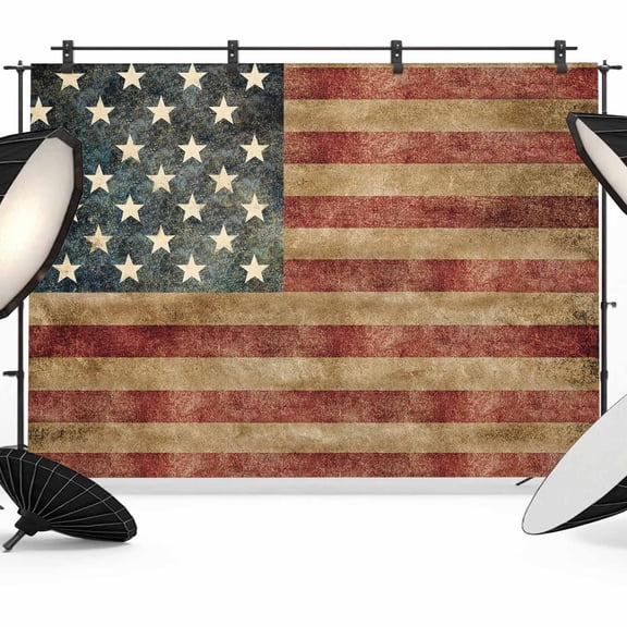 Retro American Flag Backdrop for Photoshoot,Photography Photo Studio Background Wall Backdrop,Vintage US Flag Red Striped Back Drop Banner Panel for Portraits Wedding Party Live Streaming Decor 7x5Ft