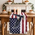 thumbnail image 1 of Retro American Flag Bald Eagle Table Runner, Independence Day Cotton Linen Kitchen Table Decoration Washable Dining Tabletop Runners for Home Party Decor 13x36 Inches, 1 of 9