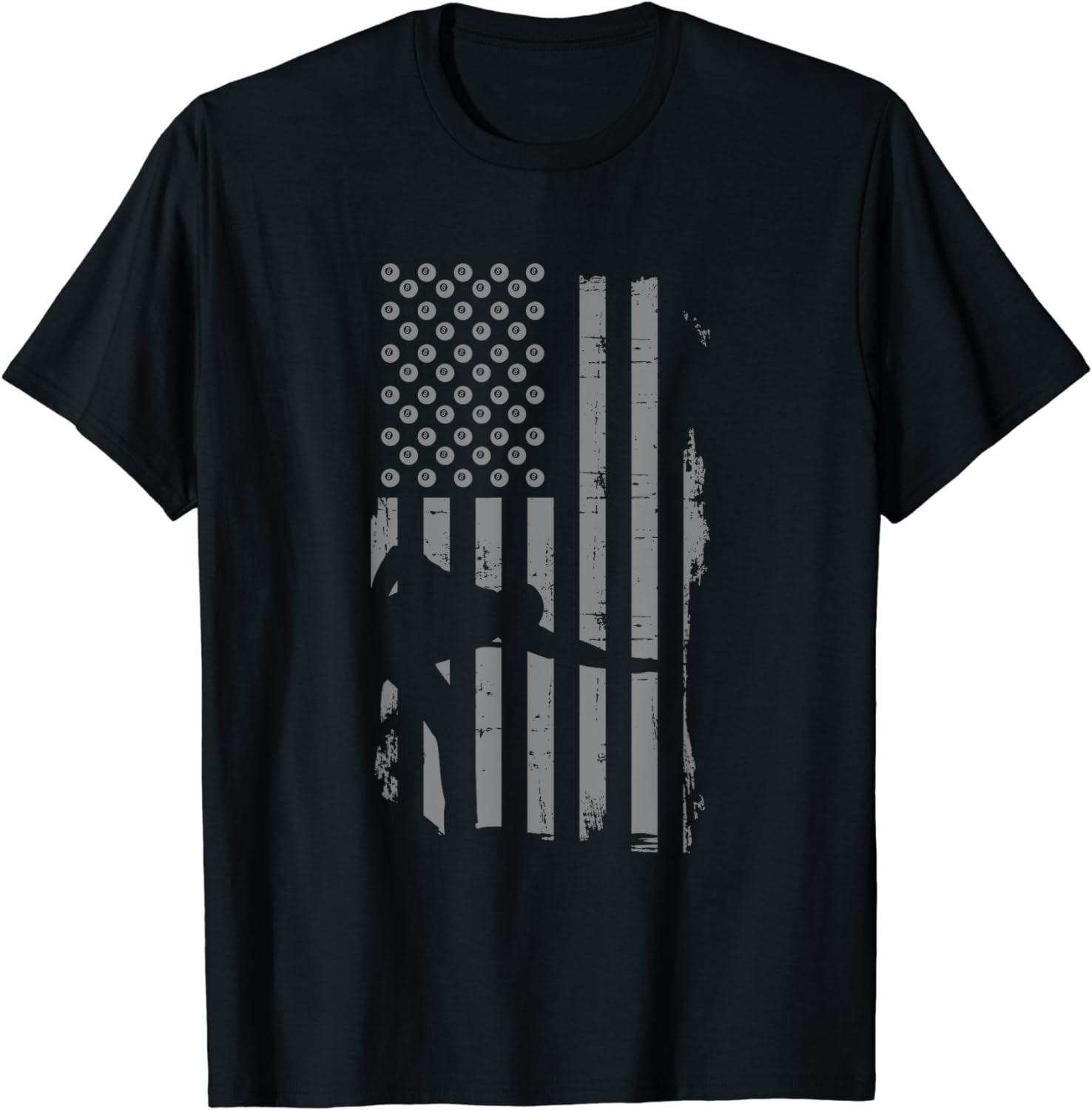 Retro American Flag Billiard Gift for Pool Shooting Player T-Shirt ...