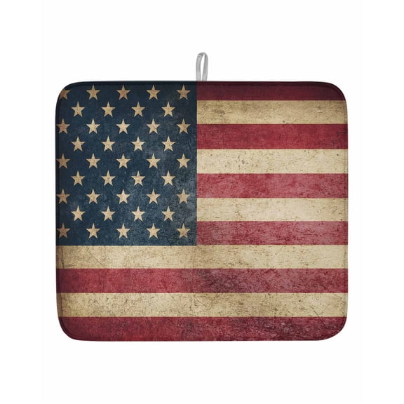 Retro American Flag Dish Drying Mats for Kitchen Counter,Absorbent Microfiber Dish Drainer Rack Mat Patriotic Stars and Stripes Drying Pad for Sinks,Utensils,Countertops,16x18in