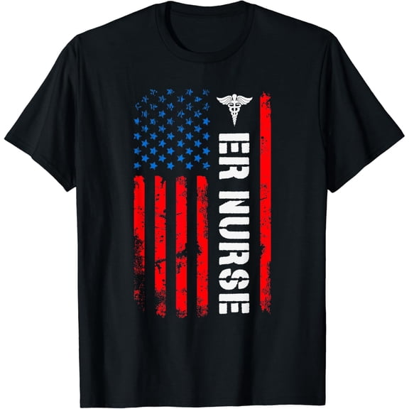 Retro American Flag Er Nurse Rn T-Shirt