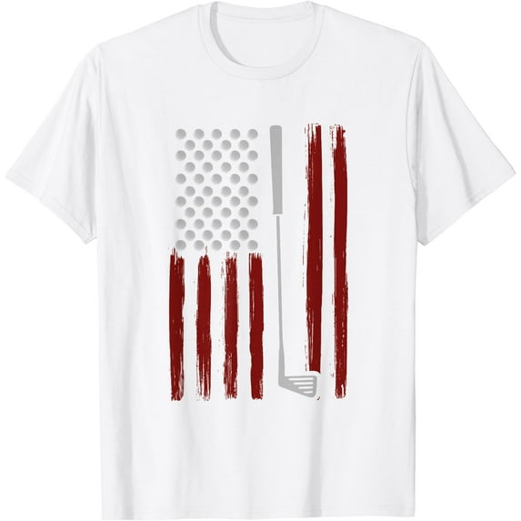 Retro American Flag Golf Gift for Golfer Funny Golf Club T-Shirt