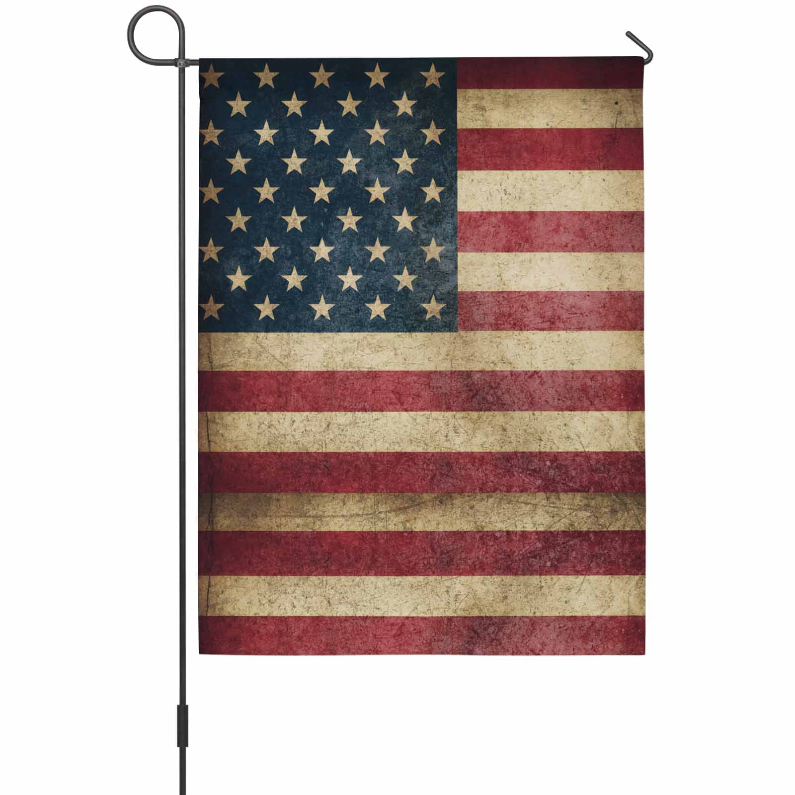 Retro American Flag House Flag 28 x 40 Inches, Independence Day Red Stripes Blue Stars Weather Proof Outdoor Patio Flags Double Sided Small House Decoration for Yard Lawn Outside Home