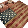 thumbnail image 1 of Retro American Flag Large Area Rugs for Bedroom Living Room, Soft Non Slip Carpet Bedside Rug, Vintage US Flag Red Striped Rectangular Floor Cover Kitchen Accent Rug 8'x10' for Dining Room/Office, 1 of 9