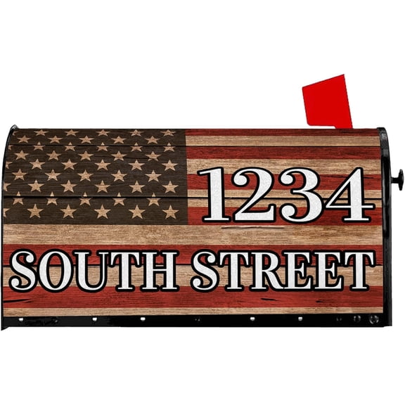 Retro American Flag Mailbox Covers Magnetic, Custom Address 250th Anniversary 4th of July Mail Wraps Standard Size, Post Letter Box Cover 18 x 21 Inch for Holiday Outdoor Yard Garden Decor
