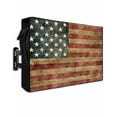 thumbnail image 1 of Retro American Flag Outdoor TV Cover 60 to 65 Inch Weatherproof, Vintage US Flag Red Striped 600D Oxford TV Covers with Waterproof Zipper, Outside Flat TV Screen Protector Size 58"W x 37"H x 4.5"D, 1 of 7