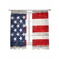 thumbnail image 1 of Retro American Flag Sheer Curtains 2 Panels Set Independence Day Star Line Wood Grain Lihgt Filtering Rod Pocket Voile Drape, Semi Sheer Window Curtains for Bedroom Living Room, 52"x72", 1 of 5