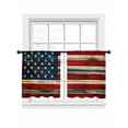 thumbnail image 1 of Retro American Flag Sheer Curtains 45 Inch Length 2 Panels Set, Semi Transparent Voile Rod Pocket Curtains for Living Dining Room Bedroom Drapes Blue Red USA Flag Vintage Wood, 1 of 6