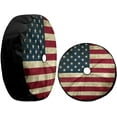 thumbnail image 1 of Retro American Flag Spare Tire Cover with Backup Camera Hole Wheel Tire Cover Fit Trailer, RV, SUV and Many Vehicle, 1 of 6