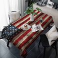 thumbnail image 1 of Retro American Flag Table Cloth Waterproof Tablecloths, Red Blue Flag Vintage Wooden Tablecloth Dining Table Cover for Kitchen Party Tabletop Outdoor, Rectangle Tablecloth 60x120 Inch, 1 of 9