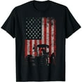 thumbnail image 1 of Retro American Flag Tractor Gift Men Women Tractor Farm T-Shirt Black Medium, 1 of 4