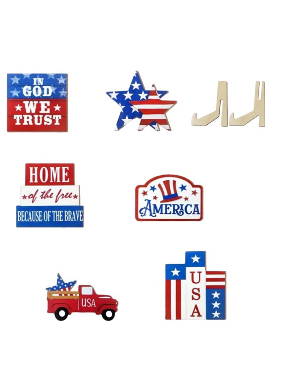 Retro American Independence Day Layered Tray Decoration Atmosphere Layout Desktop Decoration Steel Sheet Ceramic Baking Sheet