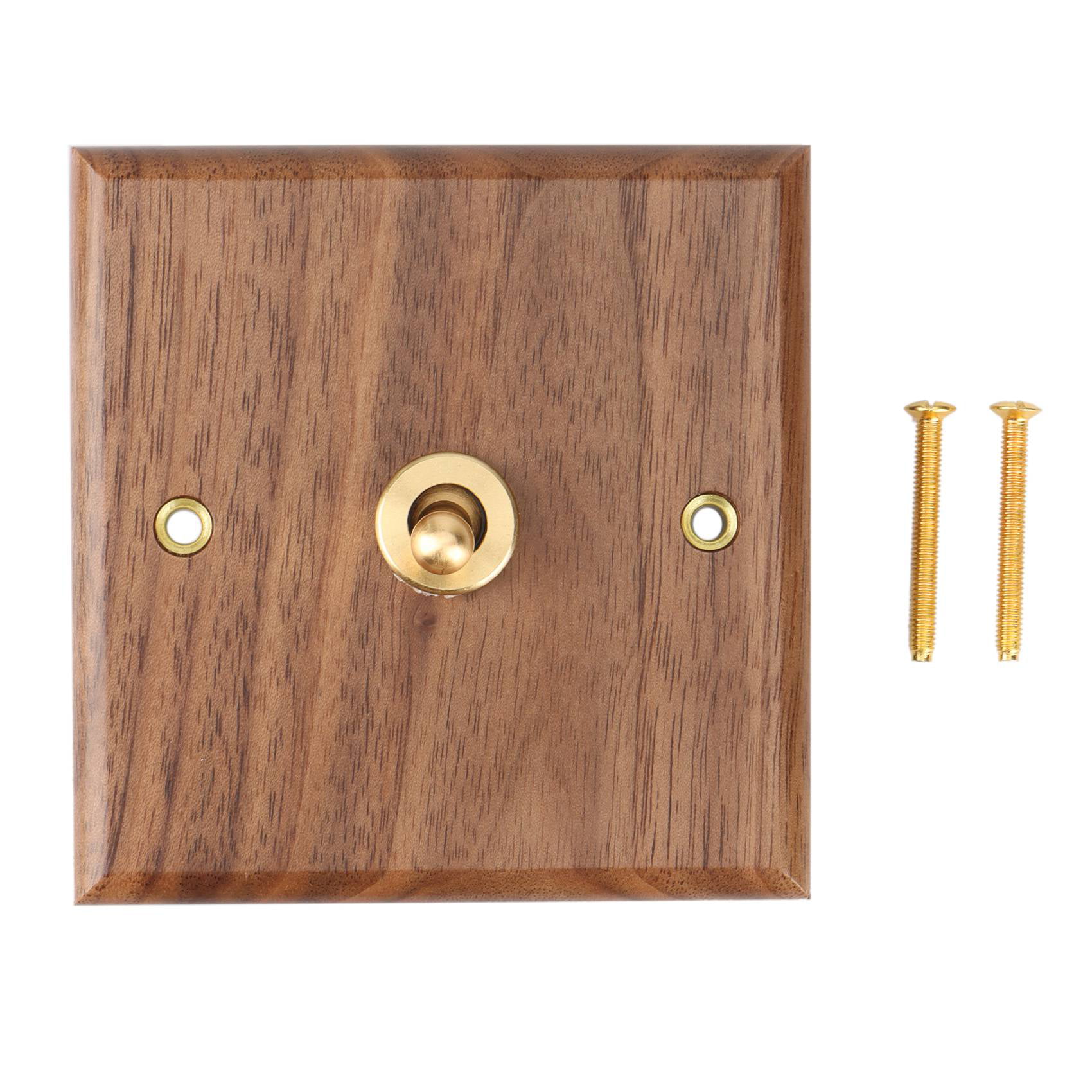 Retro American Industrial Style Light Switch Socket, Solid Wood Brass Toggle Switch Plate