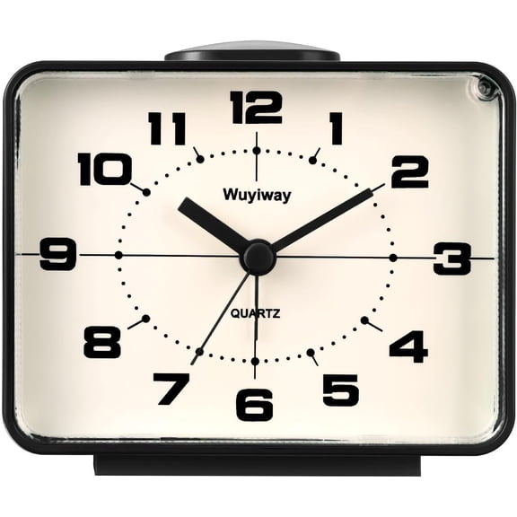 Retro Analog Alarm Clock, 4 Inch Silent Non-Ticking, Ascending Alarm with Snooze & Night Light, Battery Operated, Easy Set Vintage Bedside Clock for Bedroom, Nightstand, Desk (Black)