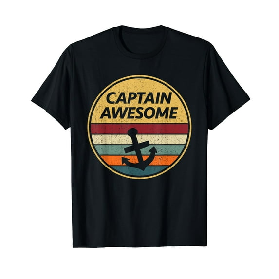 Retro Anchor Sailboat - Vintage Sailing Captain Awesome T-Shirt Black Tee