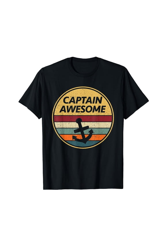 Retro Anchor Sailboat - Vintage Sailing Captain Awesome T-Shirt Black Tee
