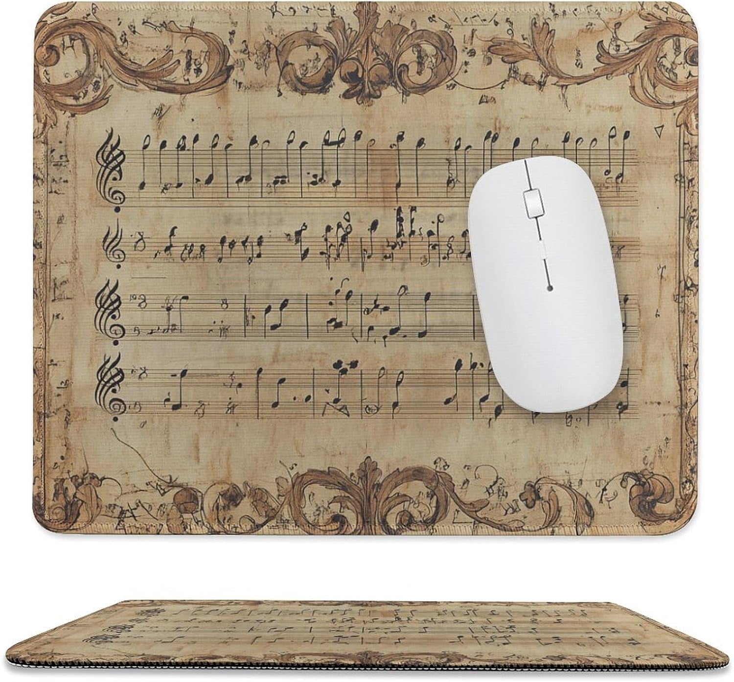 Retro Ancient Music Notes Mat Mouse Pad Rustic Mid Century Music Symbol ...