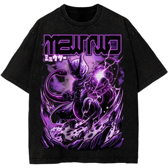 Retro Anime Graphic Tee Mewtwo Anime T-Shirt